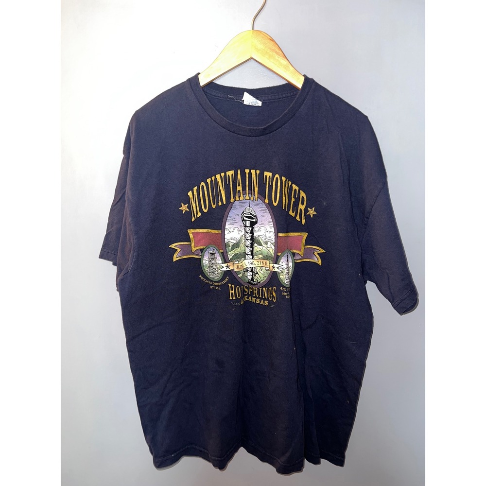 Delta Pro Weight Mountain Tower Hot Springs Arkansas Vintage Graphic Tee Navy XL